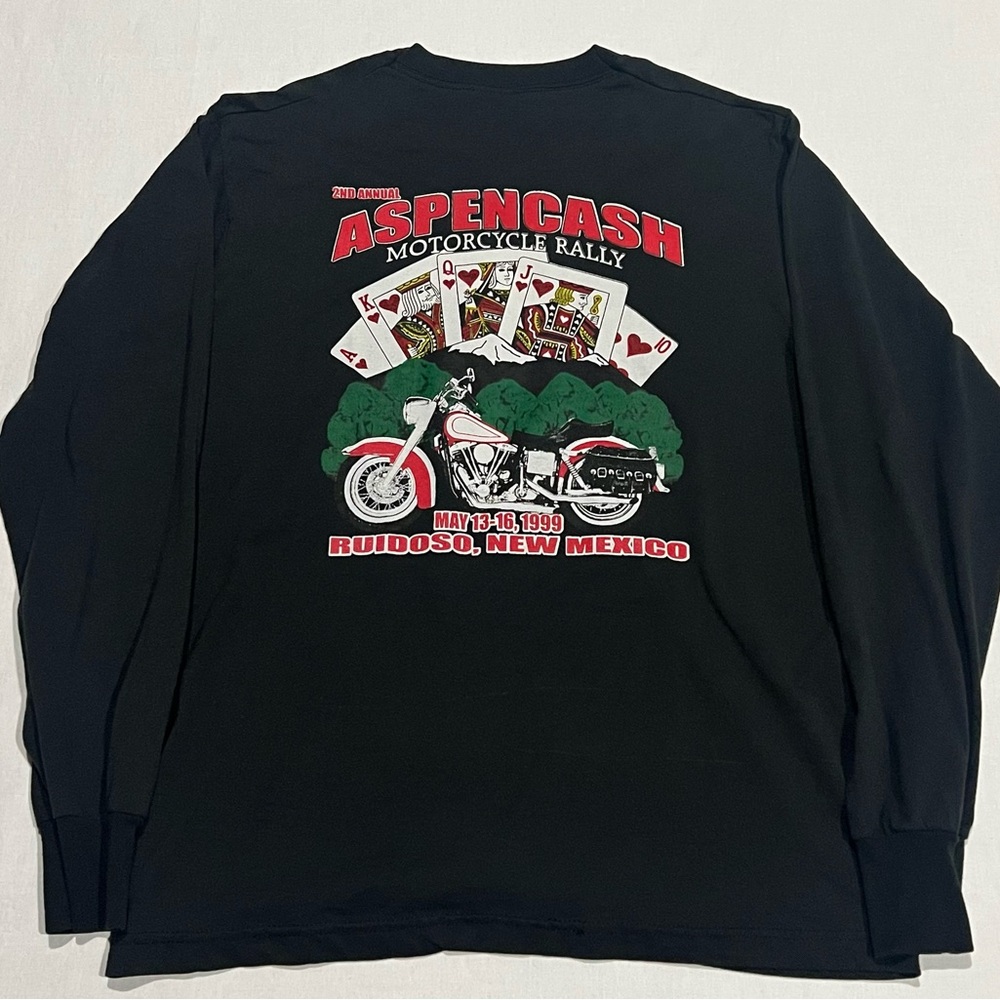Vintage 1999 Aspencash Motorcycle Rally Black Long Sleeve Shirt